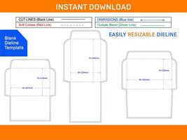 Envelopes die cut template and 3D envelopes design Blank dieline template vector