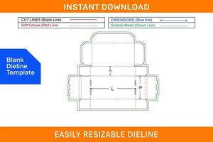 Mailer shipping box dieline template and 3D box design Blank dieline template vector