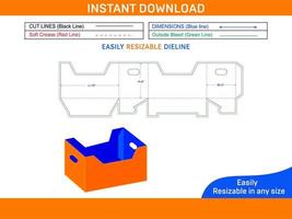 frutas caja embalaje dieline modelo y 3d caja diseño caja dieline y 3d caja vector