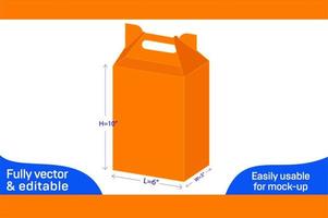 Milk box design with hanger dieline template and 3D box design 3D box vector