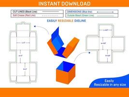 Premium gift box dieline template and 3D box design Box dieline and 3D box vector