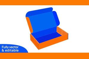 Mailer shipping box dieline template and 3D box design 3D box vector