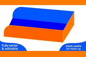 plegable panadería abierto bandeja caja dieline modelo y 3d caja diseño 3d caja vector