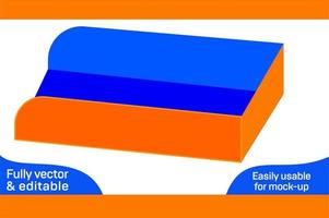 Folding bakery open tray box dieline template and 3D box design 3D box vector