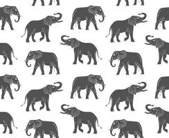 Vector seamless pattern of hand drawn elephant