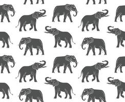 Vector seamless pattern of hand drawn elephant