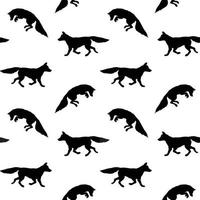 Vector seamless pattern of fox silhouette