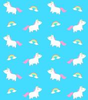 Vector seamless pattern of white flat unicorn