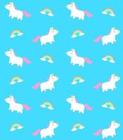 Vector seamless pattern of white flat unicorn