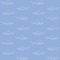 Vector seamless pattern of hand drawn shark