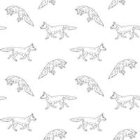 Vector seamless pattern of doodle fox