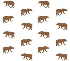 Vector seamless pattern of doodle brown bear