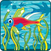 linda dibujos animados tropical pescado vector