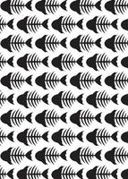 Cartoon Fishbone Pattern in Black and White vector