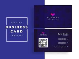 Blue business card or visiting card design in front and back view. vector