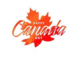 Creative Happy Canada Day Font with Brush Stroke Effect on Maple Leaf Background. vector