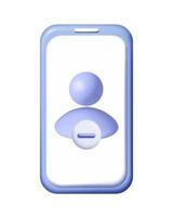 3D delete or minus user avatar group symbol in phone. Profile account smartphone. People blue icon social media. Human, person trendy and modern vector in 3d style mesh