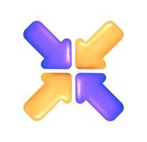 3d icon vector mesh group of arrows pointing towards the center. Target designation. Show main object or target. Banner template delivery of goods
