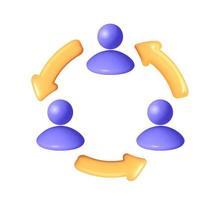 3D Vector User Sync or Switch Symbol Isolated mesh. Render User Exchange, Synchronization or File Transfer. User Profile with Arrows Icon. Employee Replacement or People Swap Position illustration