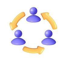 3D Vector User Sync or Switch Symbol Isolated mesh. Render User Exchange, Synchronization or File Transfer. User Profile with Arrows Icon. Employee Replacement or People Swap Position illustration