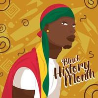 aislado afro americano masculino personaje negro historia mes póster vector ilustración