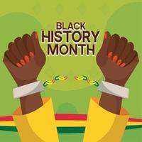 Pair of afro american hands with broken handcuffs Black history month Vector illustration