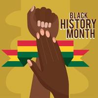 par de afroamericano manos con africano bandera negro historia mes vector ilustración