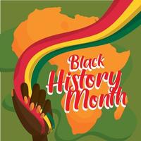 mano participación africano bandera negro historia mes póster vector ilustración