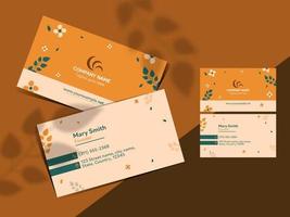 Professional Business Card Template Design In Front And Back View. vector