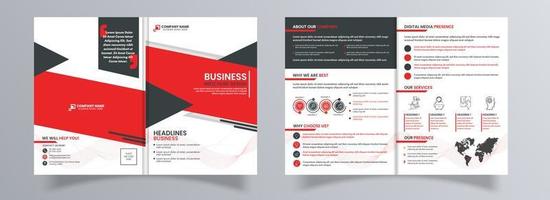 Business Bi-Fold Brochure Template Layout In Front And Back View. vector