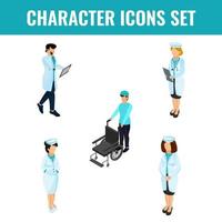 Healthcare Character Set as Doctor, Nurse, Ward Boy on White Background. vector