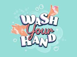 Washing hands rubbing with soap man for corona virus prevention, hygiene to stop spreading coronavirus. vector