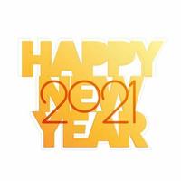 Stylish 2021 Happy New Year Text On White Background. vector