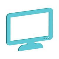 Blue computer monitor - Perspective icon 3D on white background vector