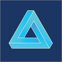 Infinity triangle symbol with blue gradient on dark blue background vector