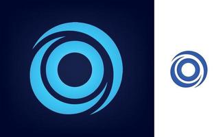 Circular symbol with sharp lines and blue gradient on dark blue background vector