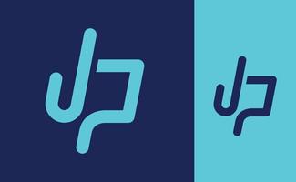 Symbol in the shape of a like and initials JP in light and dark blue colors vector