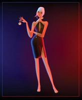 3d studio character highlight light club night dance blue red party vector