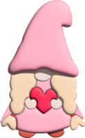 Gnome girl with a heart 3d illustration. png