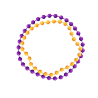 mardi gras. beads in a circle in the form of a frame. Without background transparent background png