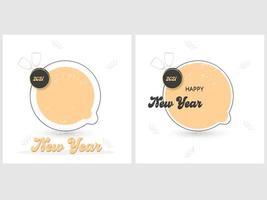 2021 Happy New Year Text On White Background In Two Options. vector