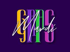 Colorful Mardi Gras Font on Purple Background. vector