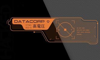 cyberpunk calcomanía vector pegatina, etiqueta en futurista estilo. inscripciones y símbolos, japonés jeroglíficos para atención, alto Voltaje.