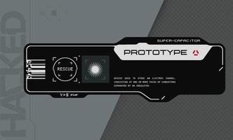 Cyberpunk decal. Vector sticker, label in futuristic style. Sci fi signs, inscriptions and symbols.