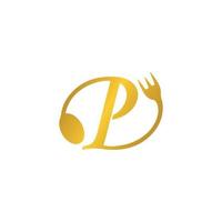 letter p food logo restaurant modern vector