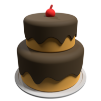 3D cake with transparent background. Realistic birthday cake. Holiday food. Cartoon creative design icon. 3D Rendering png