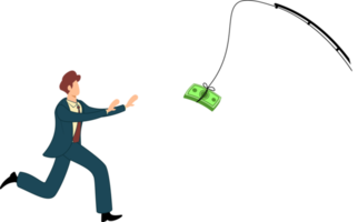 illustration of businessman chasing money trap. Businessmen chasing money png