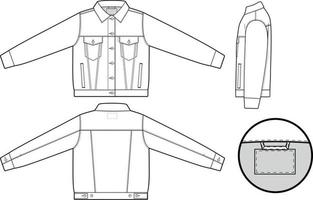 Fashion Technical Sketch Men Denim Jacket Stock Illustration  Download  Image Now  Denim Jacket Button  Sewing Item Denim  iStock