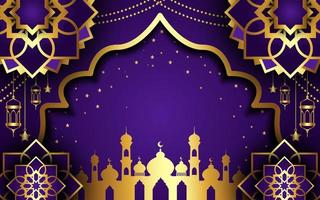 Happy Eid Mubarak Greeting Background with Mosque vector