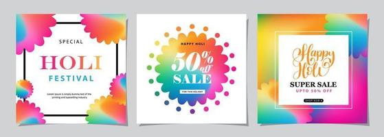 Happy Holi celebration set banner. background design for Indian Festival of Colors, social media, website banners, poster for sale and promotion template. vector illustration.